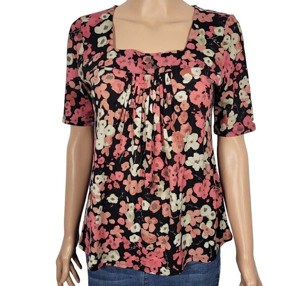 J. Jill Women's Floral Gathered Front Square Neckline 3/4 Sleeve Blouse Size S - Picture 1 of 10